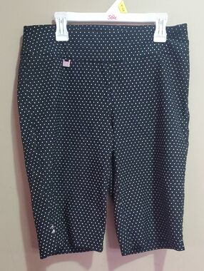 S.C. & CO Black Polka Dot Stretch Capri Pants SIZE 6